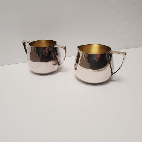 Empire Crafts Silver Plate Creamer and Sugar Set, Mid Century Quadruple Plated - Picture 6 of 6